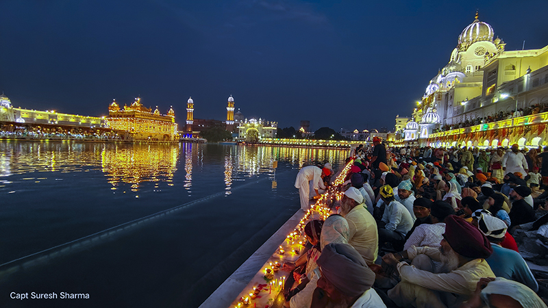 gurupurab celebration at golden temple Darbar Sahab is sikh holy shrine gurudwara of sikhs punjabi panjabi heritage culture amritsar india. 