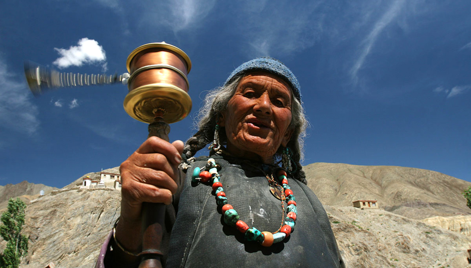 old ladakhi lady photographed at lamayuru on our photo tour escorted, curated and guided by capt suresh sharma  with caravan campervan ladakh in offbeat riverside camp on the banks of river indus.      