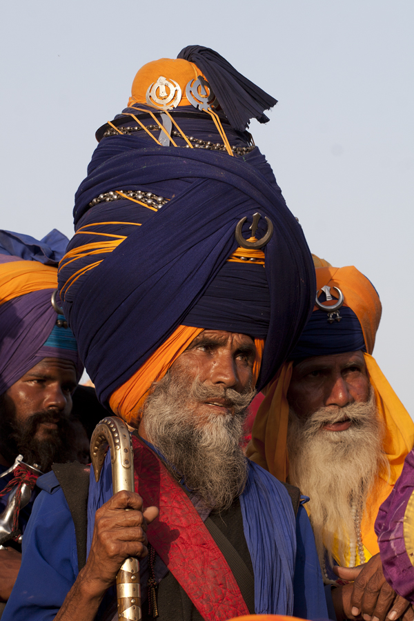 big turban nhing sikh at anandpur sahab during hola mohalla festival. 