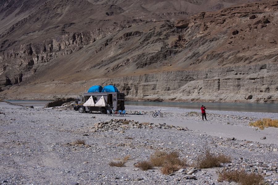 Taurus anchored on the riverbed of river Indus in Ladakh (India)