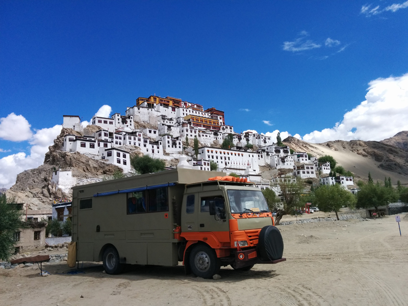 <img src="caravan overland truck at thiksey.jpeg" alt="best photo tour offbeat location overlanding riverside caravan campervan for photographers families couples secluded quiet peaceful camp location barbecue hygienic camp ladakh"> 