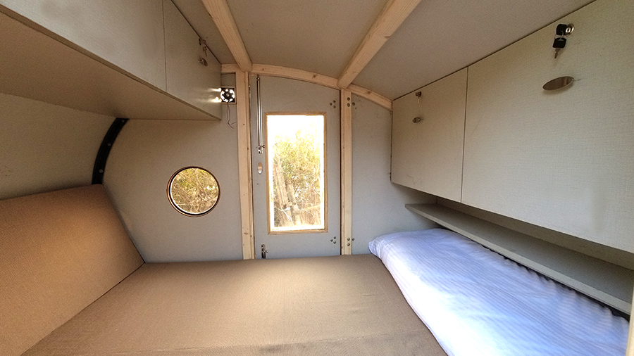 interior view of camping trailer for outdoor holidays 