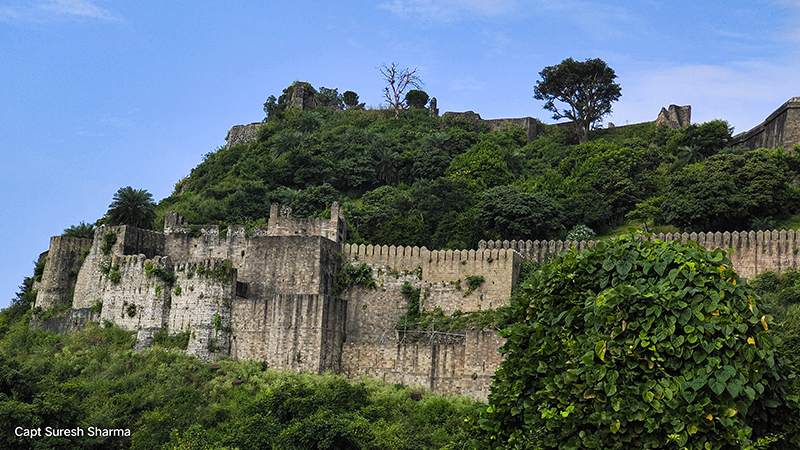 view of kangra fort from across the river. 