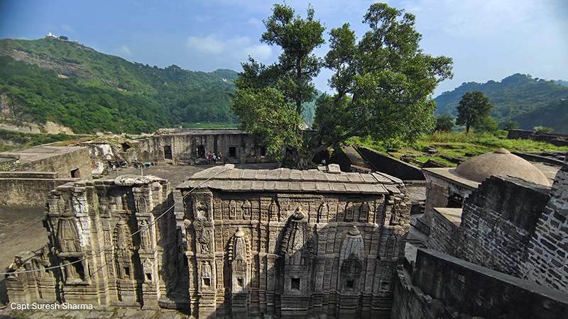 a wall engraved at the temple of Kangra Fort.