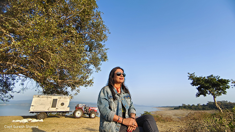 solo girl enjoying nomadic lifestyle holidays with nature to enjoy outdoors and wilderness. 